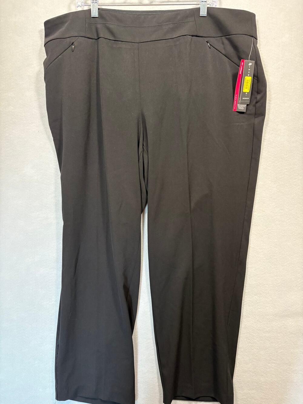 NWT Investments The Park Ave Fit Black Straight Leg Pull On Pants Plus 22WS